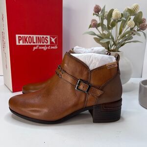 Pikolinos Malaga Ankle Bootie Brandy Side Zip W6W-7536C1 Women's EU 37/6.5 NWB
